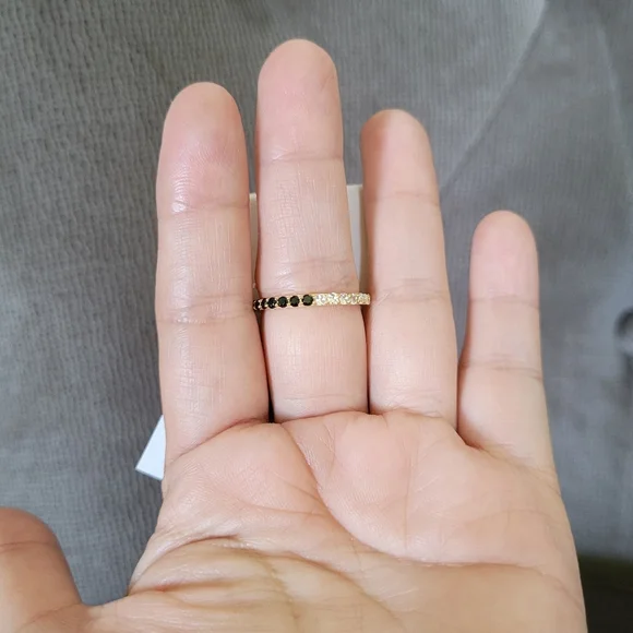 Shivam Black🖤 Spinel and White Topaz Gemstones Eternity♾️ Ring💍 - Picture 12 of 16